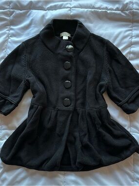 Black Peplum Coat with Big Buttons